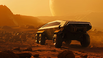 CyberTruck - Mars Edition, Truck, Tesla Cybertruck, Mars, futuristic vehicle HD wallpaper