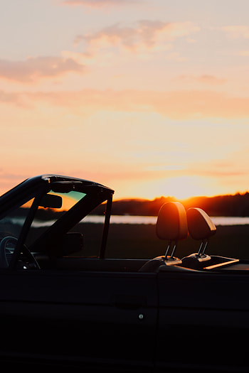 Sunset, Dark, Car, Cabriolet HD phone wallpaper