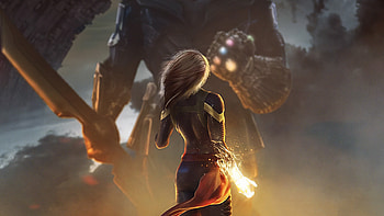 Thanos Vs Captain Marvel, captain-marvel, thanos, superheroes, artist, artwork, digital-art, artstation HD wallpaper