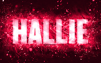 Happy Birtay Hallie, , pink neon lights, Hallie name, creative, Hallie Happy Birtay, Hallie Birtay, popular american female names, with Hallie name, Hallie HD wallpaper