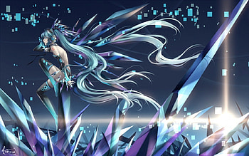 Crystal Ship, ship, shadow, crystal, song, universe, long hair, miku, moon, fantasy, space, fly, sky, dream HD wallpaper