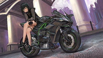 Anime Girl Kawasaki H2r , anime-girl, anime, artist, artwork, digital-art HD wallpaper
