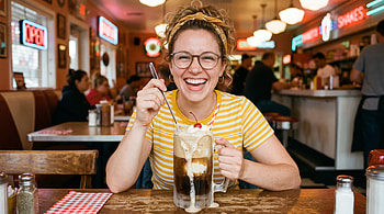 Root Beer Float Diner Bliss, Soda-Float Smile, Retro Diner Float Joy, Float Delight, Root Beer Float, Woman, Diner HD wallpaper