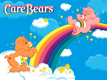 RAINBOW CAREBEAR, purple, pink, carebear, rainbow, yellow HD wallpaper