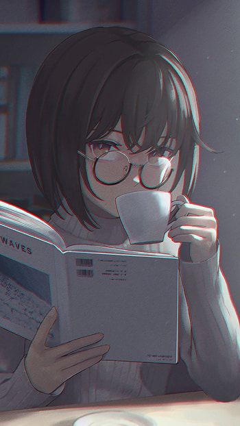 Glasses & Coffee — Cozy Anime Girl for & Android, Anime, girl, anime girl HD phone wallpaper