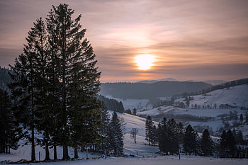 Schwarzwald Winter Sunset, Germany —, Snow HD wallpaper