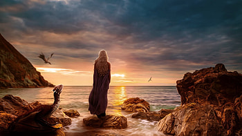 Dragon, Game Of Thrones, Tv Show, Cloud, Seashore, Sunset HD wallpaper