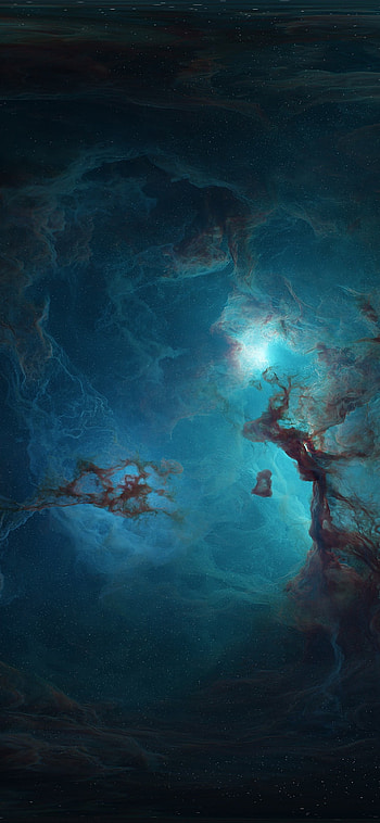 Abstract space., aqua, reef, , dark, galaxy, , space HD phone wallpaper