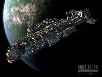 ship in orbit, starship, planet, scifi, orbiting HD wallpaper