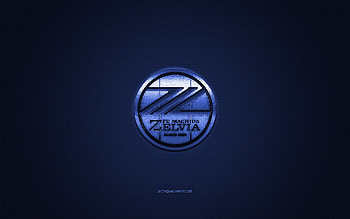 FC Machida Zelvia, Japanese football club, blue logo, blue carbon fiber background, J2 League, football, Tokyo, Japan, FC Machida Zelvia logo HD wallpaper