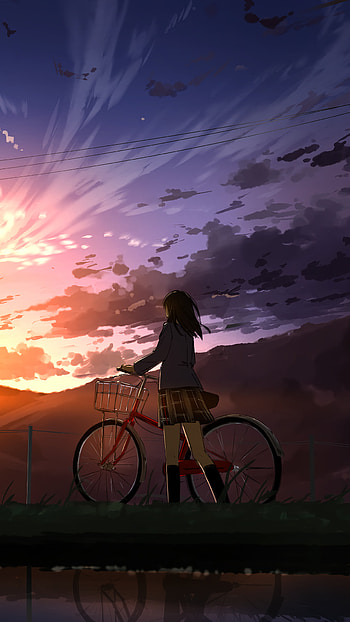 Anime Girl Sunset Sky Scenery , Anime Sunset Vertical HD phone wallpaper