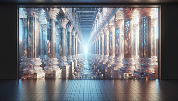 Elegant Columns: A Stunning Ultra, columns, 3D rendering, futuristic architecture, light, Digital Art HD wallpaper