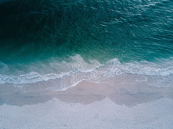 Beach, calm sea, sea waves, aerial view HD wallpaper