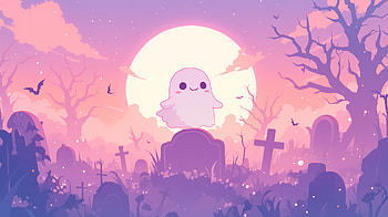 Halloween - Ghost, ghost, cute, aesthetic anime, AI Art, halloween, cute halloween HD wallpaper