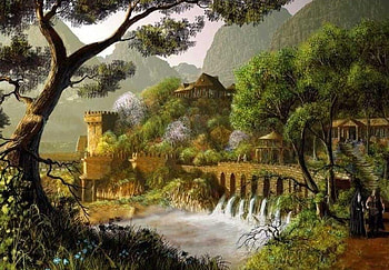 Fortress, forrest, green, tree, mountain HD wallpaper
