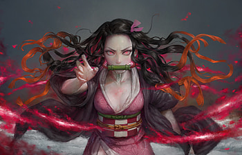Anime girl, angry, Nezuko Kamado, Kimetsu no Yaiba HD wallpaper