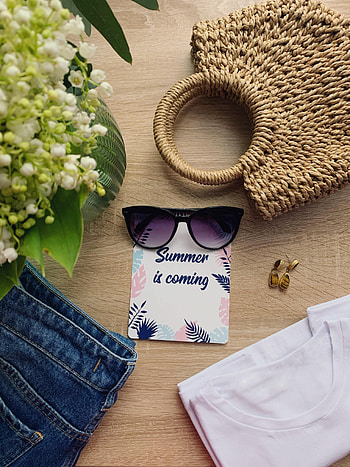 Flowers, Summer, Words, Inscription, Bag, Glasses, Spectacles, Clothing HD phone wallpaper
