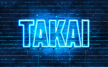Happy Birtay Takai, , blue neon lights, Takai name, creative, Takai Happy Birtay, Takai Birtay, popular japanese male names, with Takai name, Takai HD wallpaper