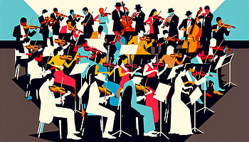 Vibrant Orchestra Ensemble, orchestra, musician, violin, performance, band HD wallpaper