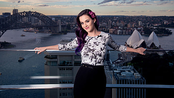 Colored hair, smile, katy perry, singer HD wallpaper