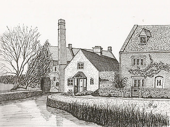 water mill drawing, white, black, grey, , drawing, mill HD wallpaper