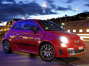 Sports, Auto, Cars, City, Lights, Side View, Stylish, 2011, Tributo Ferrari, Abarth 695 HD wallpaper