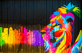Lion Graffiti , lion, artist, artwork, digital-art, graffiti HD wallpaper