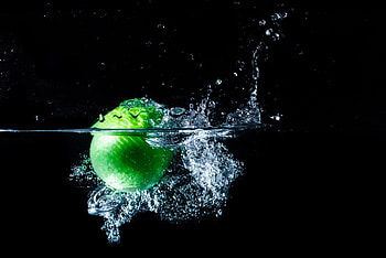 Apple, Dark, Spray, Splash, Black Background HD wallpaper