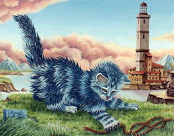 By Bernard Vercruyce, animal, kitten, bernard vercruyce, painting, art, cat HD wallpaper