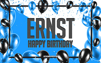Happy Birtay Ernst, Birtay Balloons Background, Ernst, with names, Ernst Happy Birtay, Blue Balloons Birtay Background, Ernst Birtay HD wallpaper