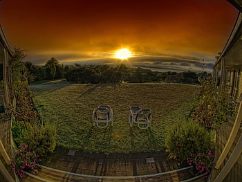 Nature, Sunset, Horizon, Color, Colors, Paints, Chairs, Porch HD wallpaper