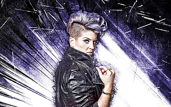Kelly Osbourne, grunge art, british singer, music stars, british celebrity, Kelly Lee Osbourne, violet abstract rays, superstars, Kelly Osbourne HD wallpaper