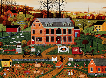 Pig and Pumpkin Inn 1, architecture, art, hotel, landscape, beautiful, pumpkins, artwork, scenery, wide screen, inn, painting, planting HD wallpaper