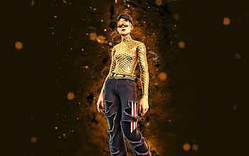 Gold Unchained Ramirez, , yellow neon lights, Fortnite Battle Royale, Fortnite characters, Gold Unchained Ramirez Skin, Fortnite, Gold Unchained Ramirez Fortnite HD wallpaper