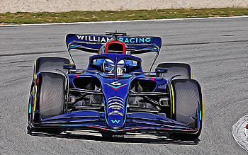 Williams-Mercedes FW44, vector art, Nicholas Latifi, 2022 F1 cars, Formula 1, Williams-Mercedes FW44 on track, Nicholas Latifi drawing, Williams Racing, new FW44, F1, Williams Racing 2022, F1 cars HD wallpaper