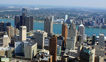 Detroit skyline, Aerial promanas group, Traverse City, Detroit HD wallpaper