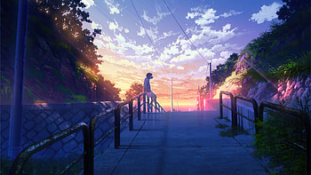 Waiting For Someone , alone, sunset, stairs, artist, artwork, digital-art, pixiv HD wallpaper