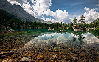 Beautiful Nature, lakes, reflection, clouds, trees, sky, forests, beautiful, nature HD wallpaper