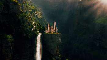 Fantasy, Lock, Rocks, Waterfall, hop, Fairy, Fabulous HD wallpaper