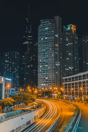 Cities, Lights, Road, Long Exposure, Night City HD phone wallpaper