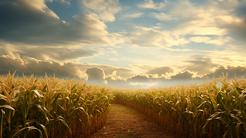 Sunset Cornfield Path, cornstalk HD wallpaper