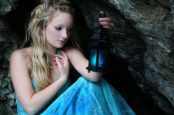 Show me the Way, blue, lady, lantern, model HD wallpaper