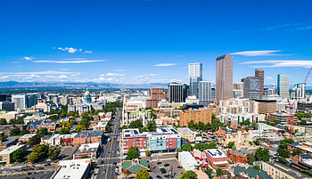 Colorado Skyline, Aerial view, Blue sky, Urban living HD wallpaper