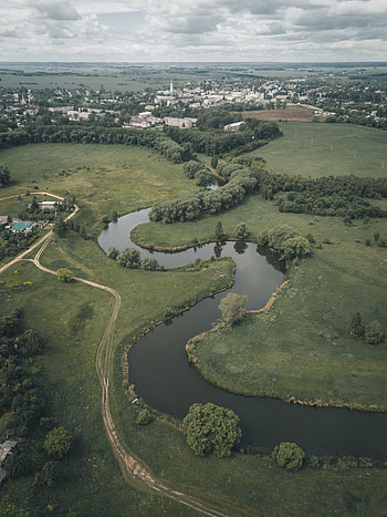 Nature, Rivers, Trees, City, Horizon, Winding, Sinuous HD phone wallpaper