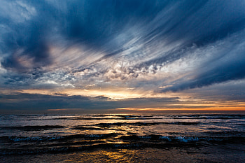Nature, Sunset, Sky, Clouds, Waves, Horizon HD wallpaper
