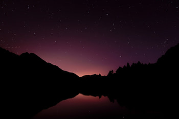 Mountains, Night, Lake, Dark, Starry Sky HD wallpaper