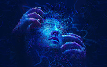 Legionfx art, Legion, man's face, blue HD wallpaper