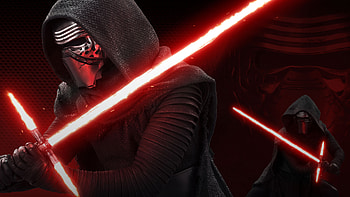 Kylo Ren's dark red lightsaber, Artistic illustration, Dark side representation, Intriguing design element HD wallpaper