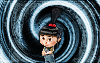 Agnes, blue grunge background, Minions The Rise of Gru, Despicable Me, vortex, Agnes Gru, Minions, Agnes Minions HD wallpaper