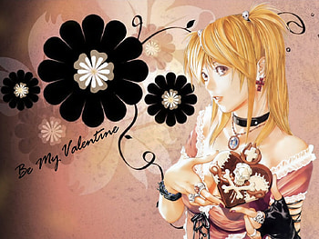 Love Note, sexy, chocolate, skull, hot, cute, girl, food, candy, anime girl, death note, anime, abstract, flower, love, blonde hair, female HD wallpaper